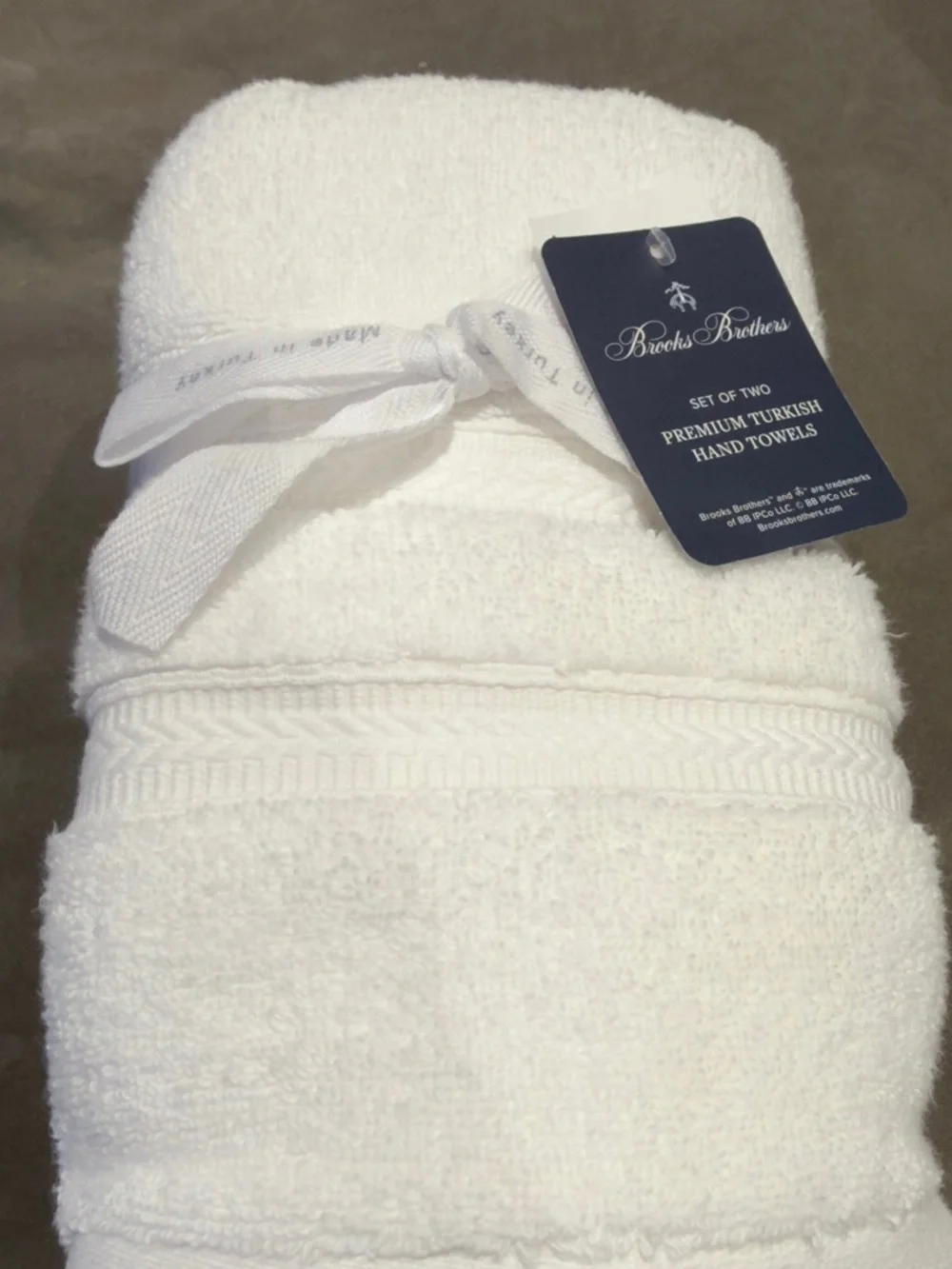 4 Brooks Brothers 100% Turkish Cotton Hand Towels Pure White Plush Set of 4 NEW